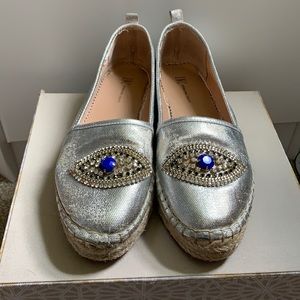 INC bedazzled evil eye espadrilles
